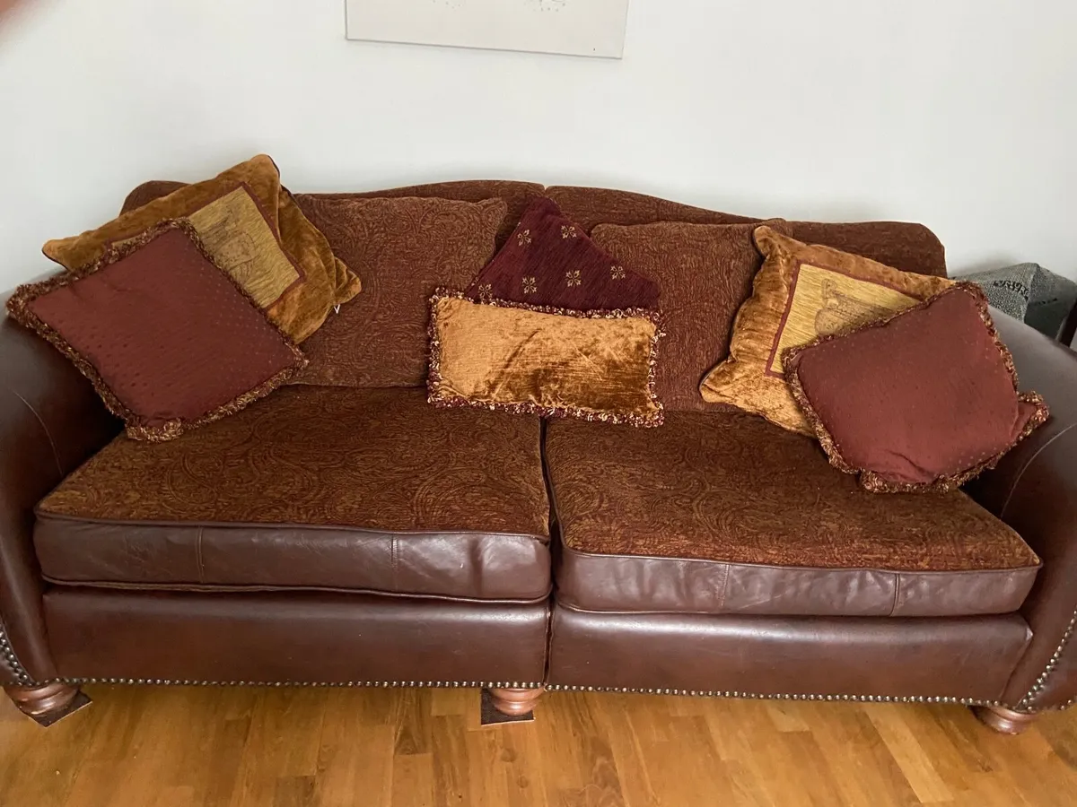 Fabulous Large half leather sofa - Image 1