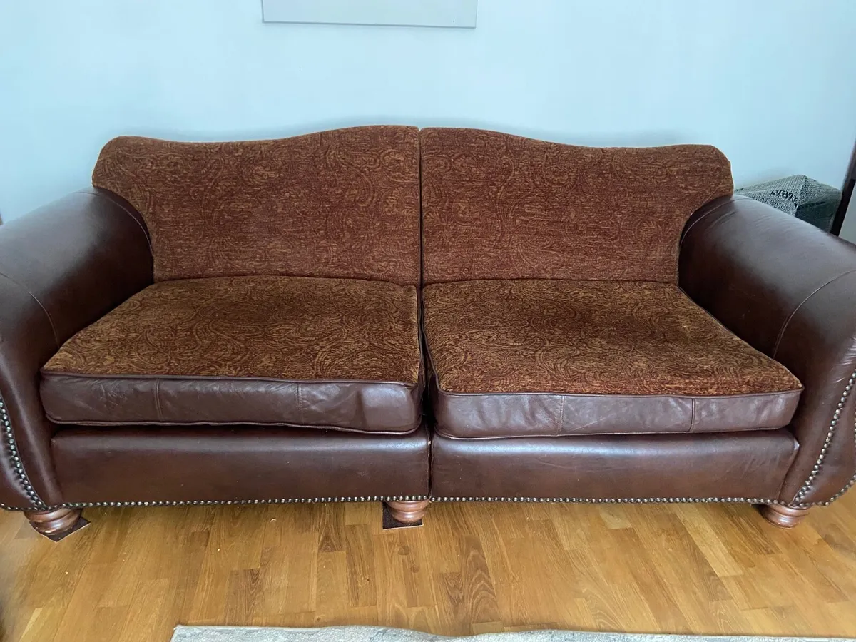 Fabulous Large half leather sofa - Image 2