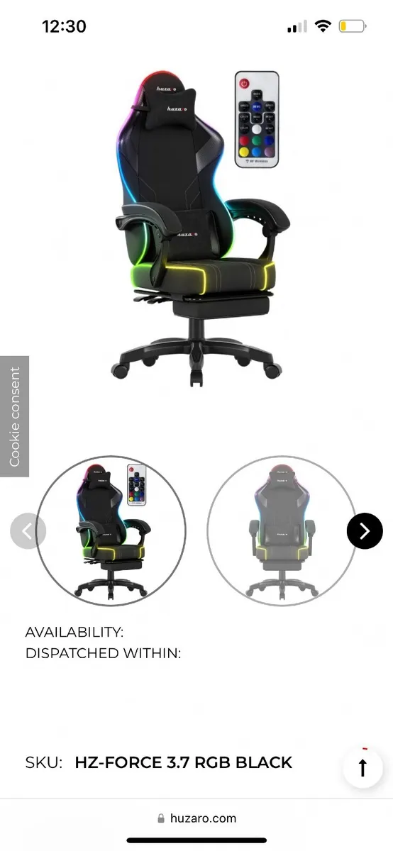 Huzaro Force 3.7 RGB Black Gaming chair - Image 2