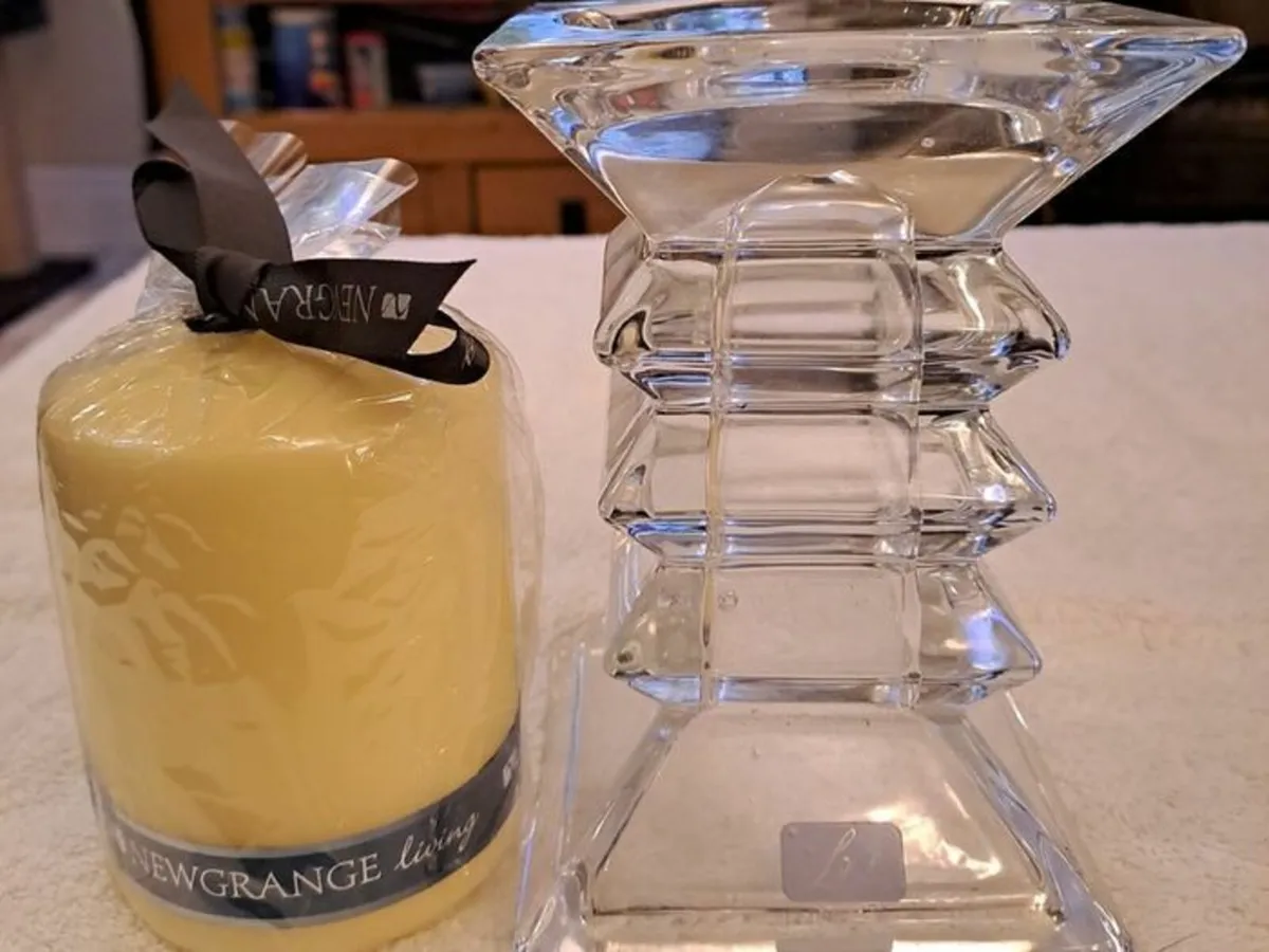 Crystal candle holder and candle NEW - Image 2