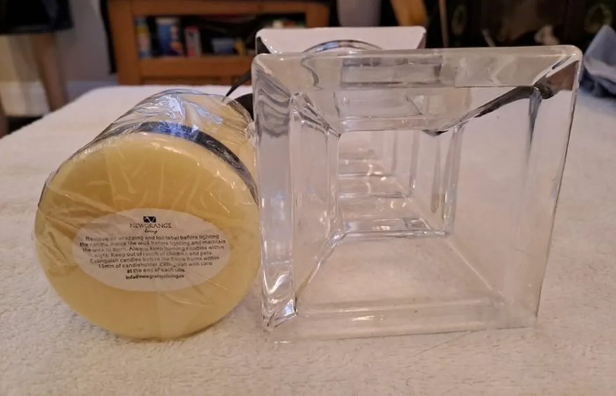 Crystal candle holder and candle NEW - Image 3