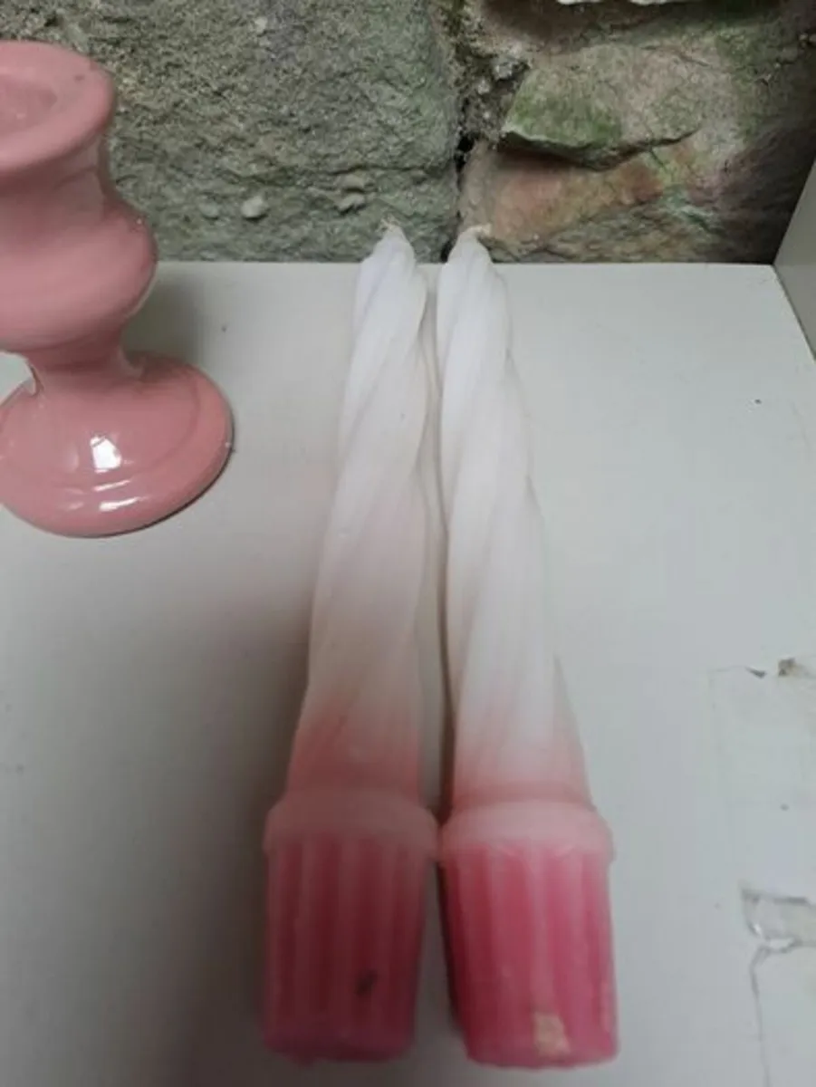 Pink colonial candle holders - Image 2