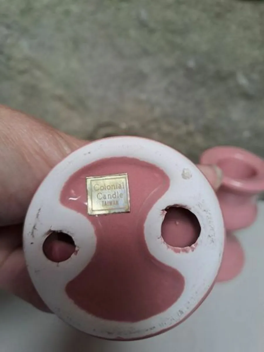 Pink colonial candle holders - Image 4