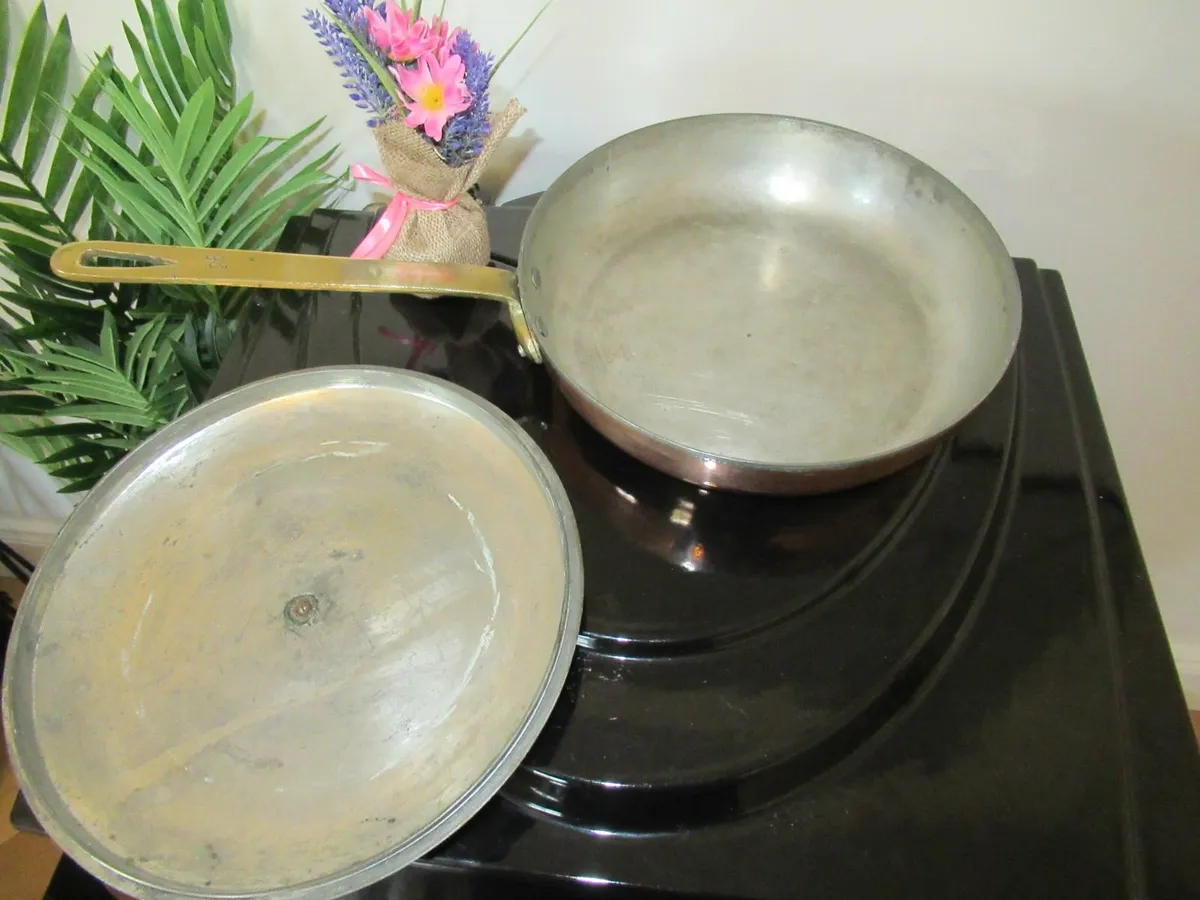 antique FRENCH COPPER pan kitchen cottage pub cave - Image 3