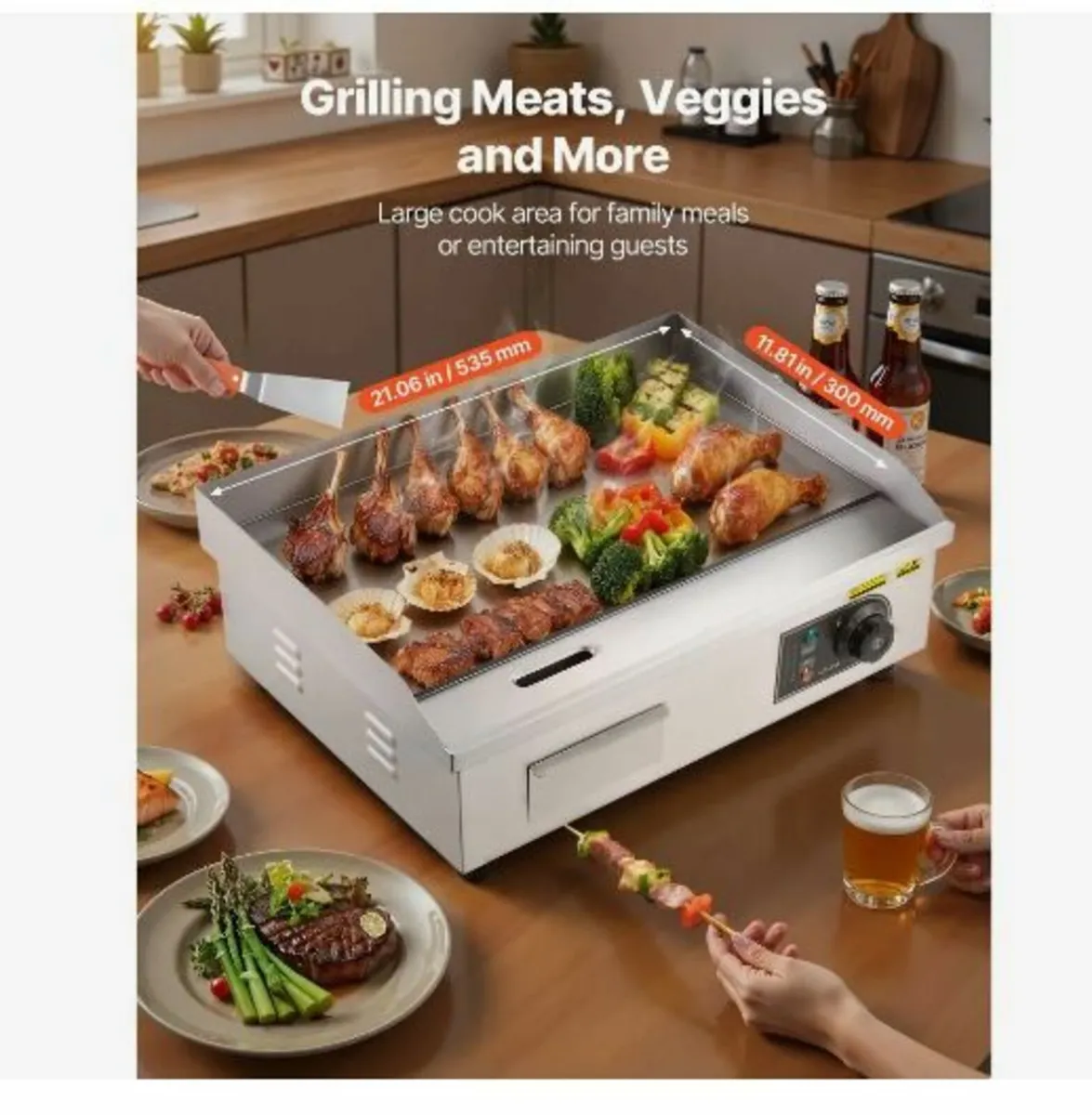 Commercial Electric Griddle, 535 x 300 mm, 3200W - Image 3