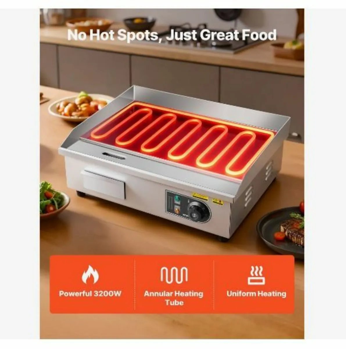 Commercial Electric Griddle, 535 x 300 mm, 3200W - Image 4