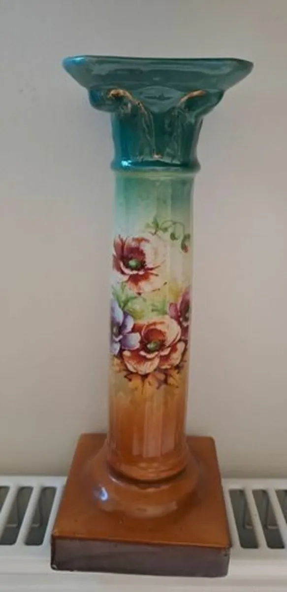 Vintage floral painted candlestick - Image 1