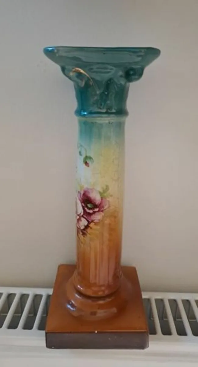 Vintage floral painted candlestick - Image 3