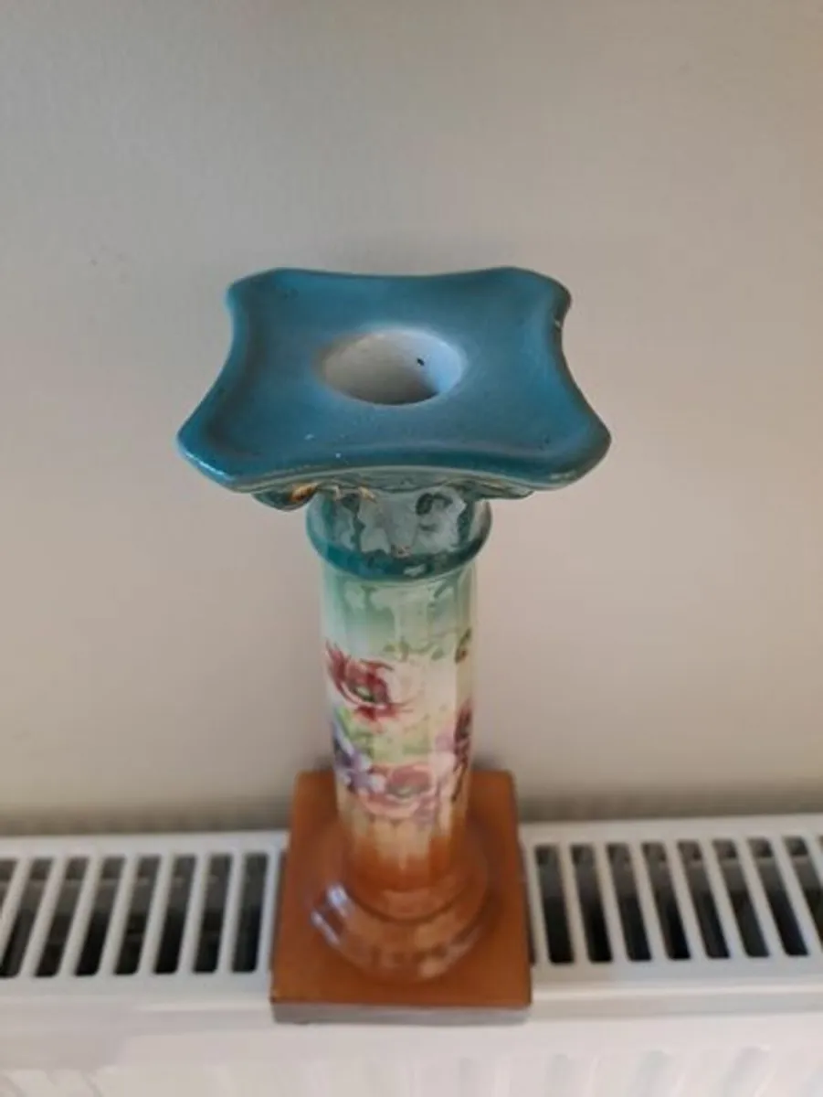 Vintage floral painted candlestick - Image 4