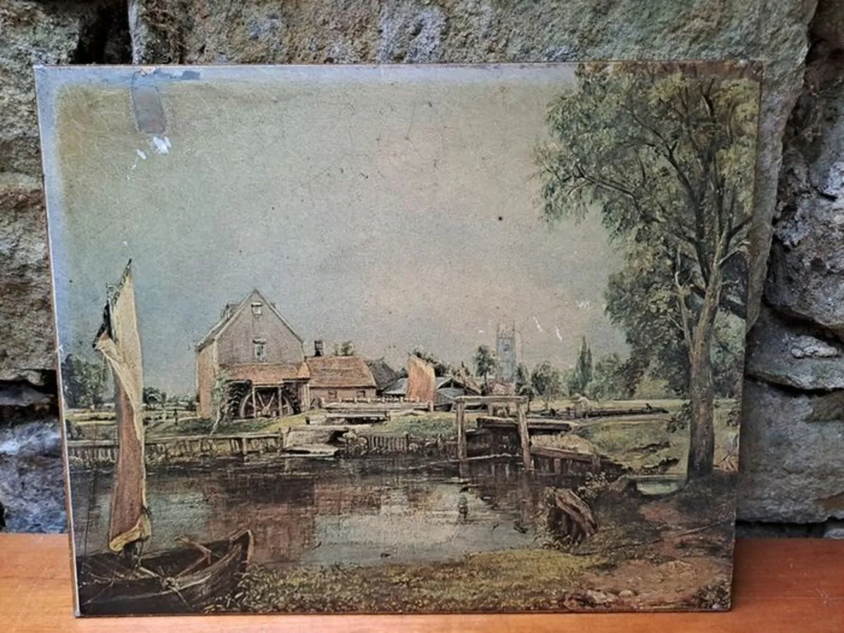 Vintage John Constable print on board - Image 1