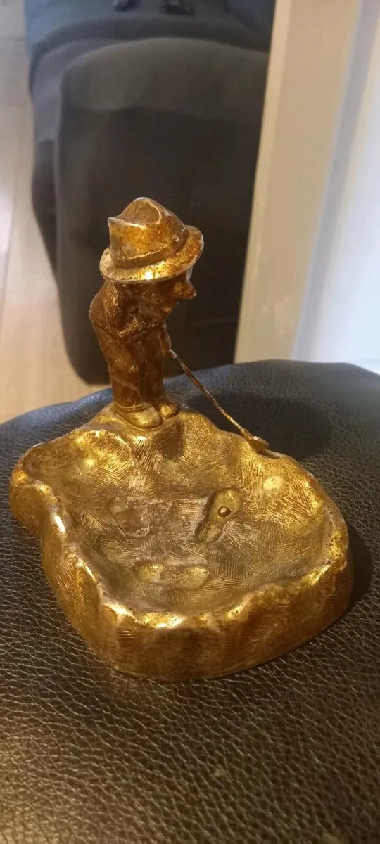 Vintage Gold Golfer Astray/Trinket dish - Image 1