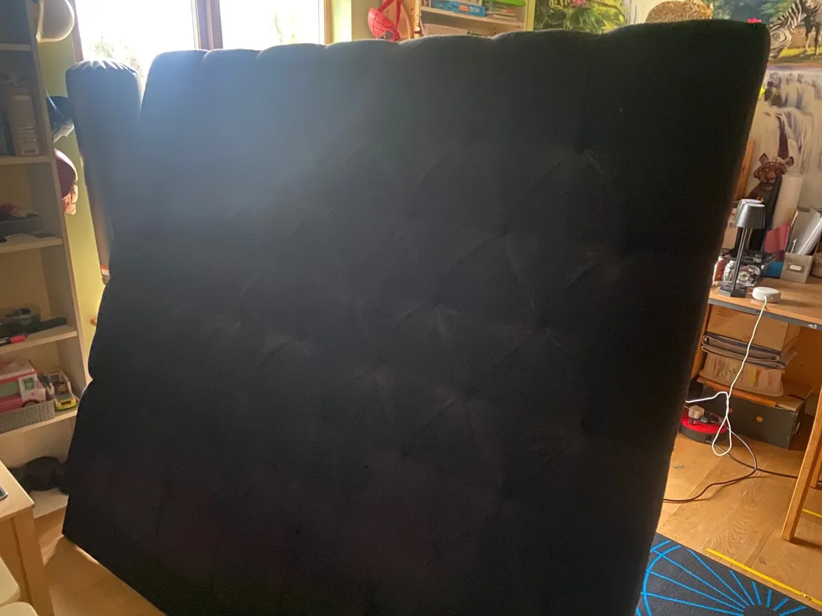 6ft black upholstered headboard and base - Image 3