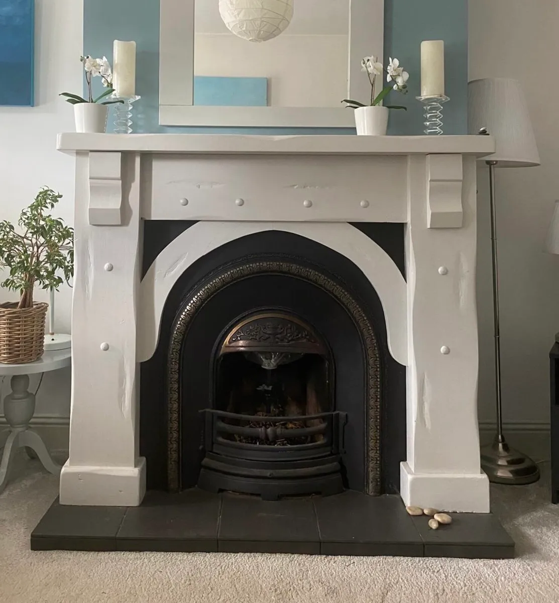 Fireplace Wooden Surround & Cast Iron Insert - Image 1