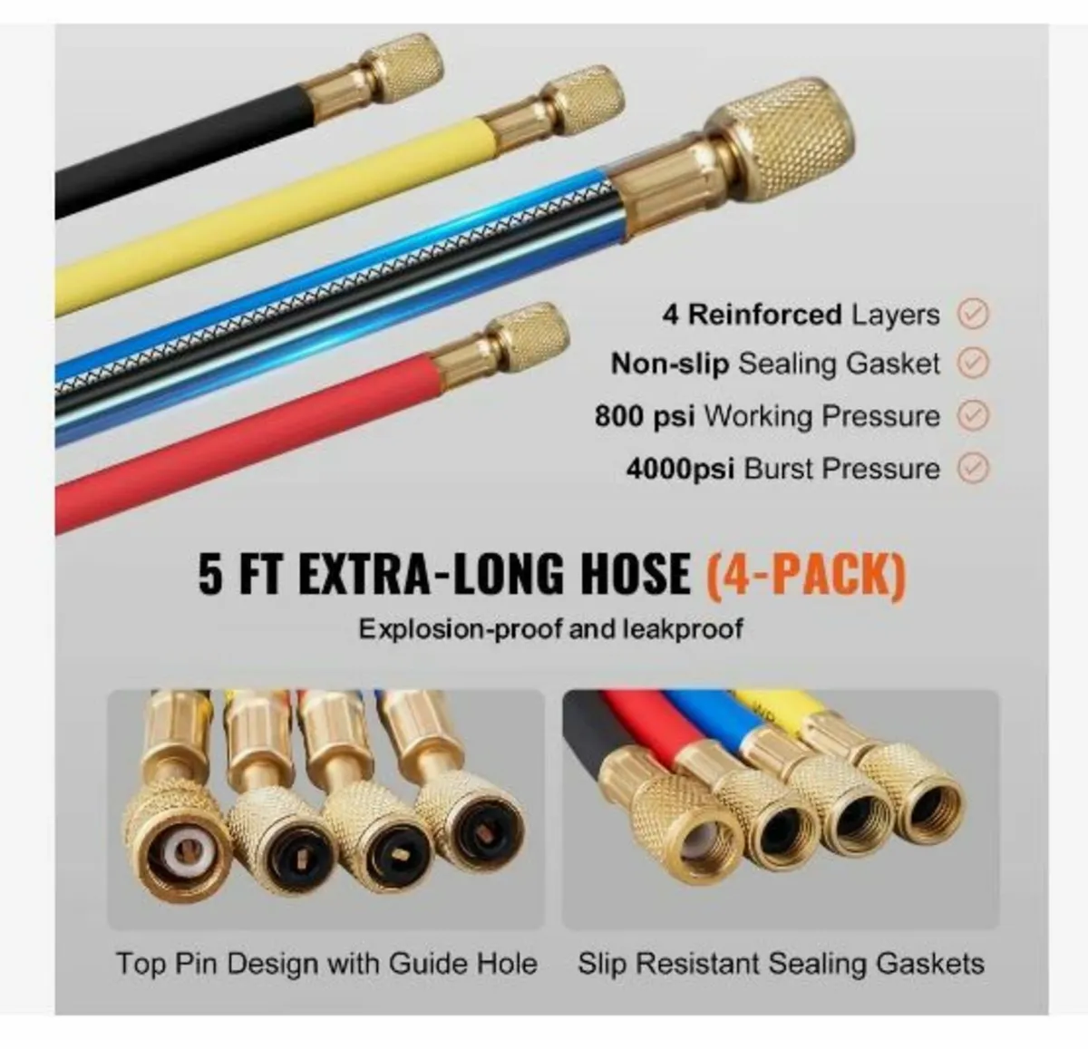 4 Way AC Gauge - AC Manifold Gauge Set - Image 2