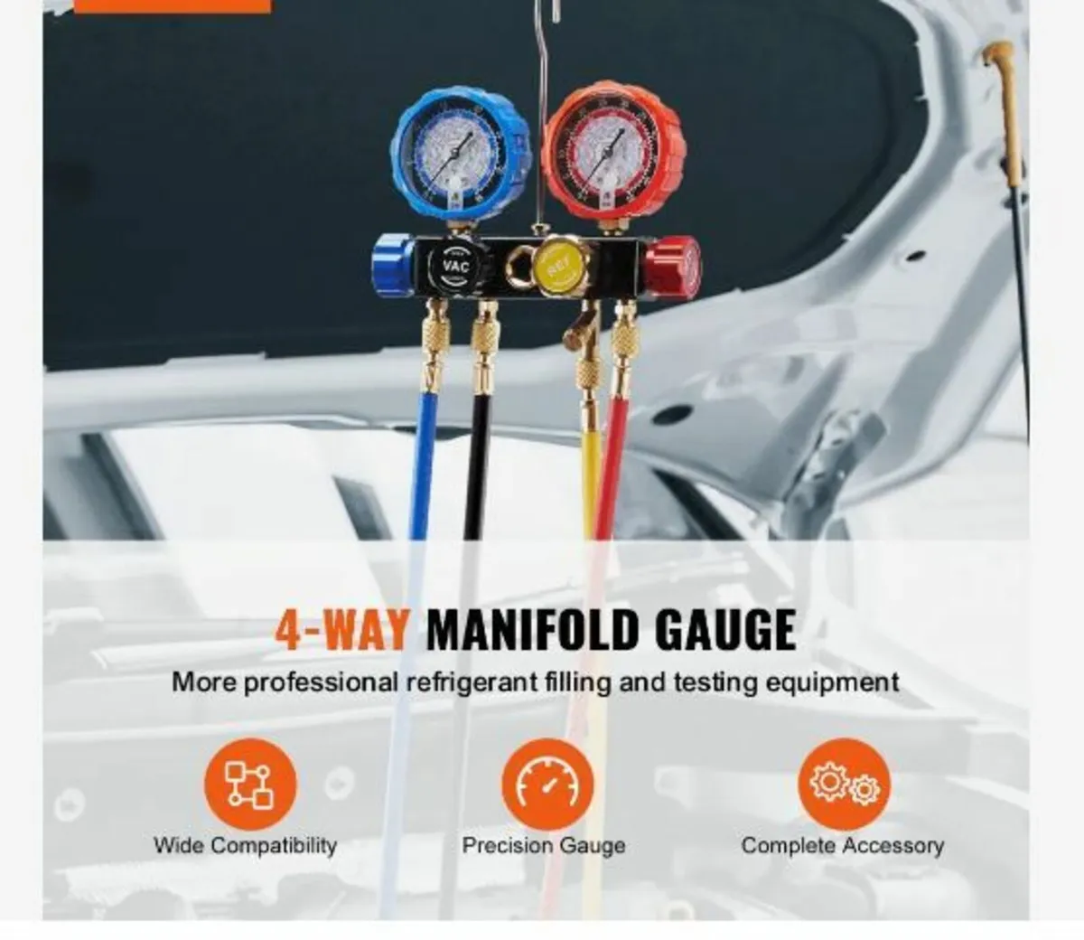 4 Way AC Gauge - AC Manifold Gauge Set - Image 4