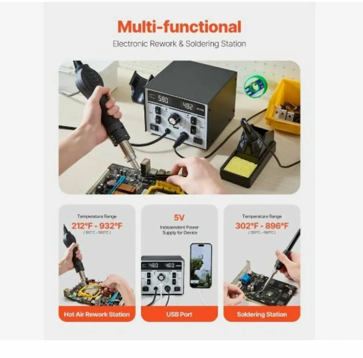 2-in-1 Hot Air Rework & Soldering Station - Image 2