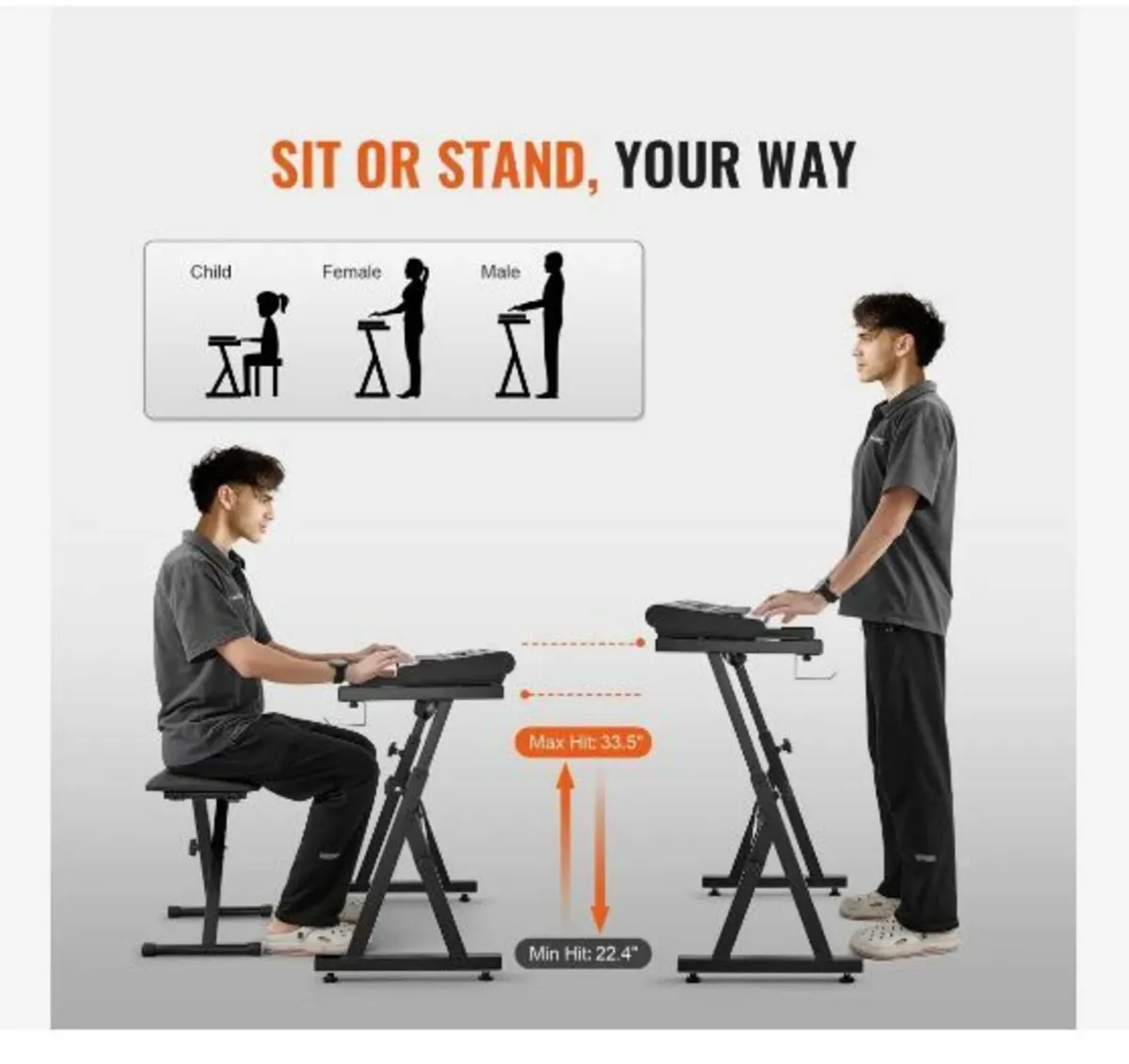 Piano Keyboard Stand and Bench Set - Image 3