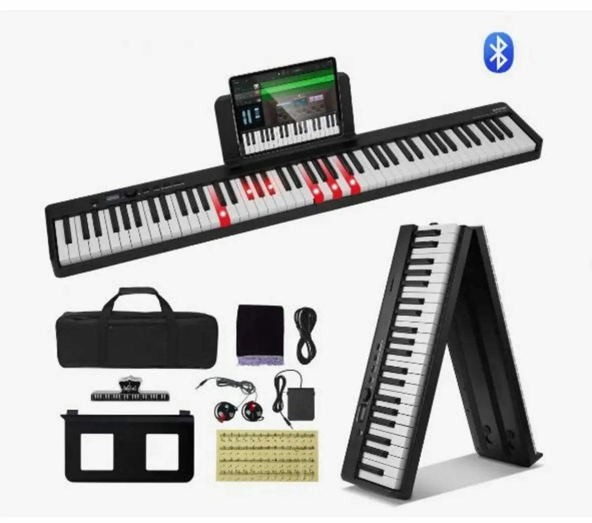 88 Key Folding Keyboard Piano, Bluetooth - Image 1