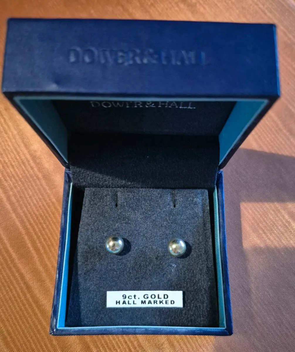9ct Gold Button Stud Earrings (8mm) - Image 3