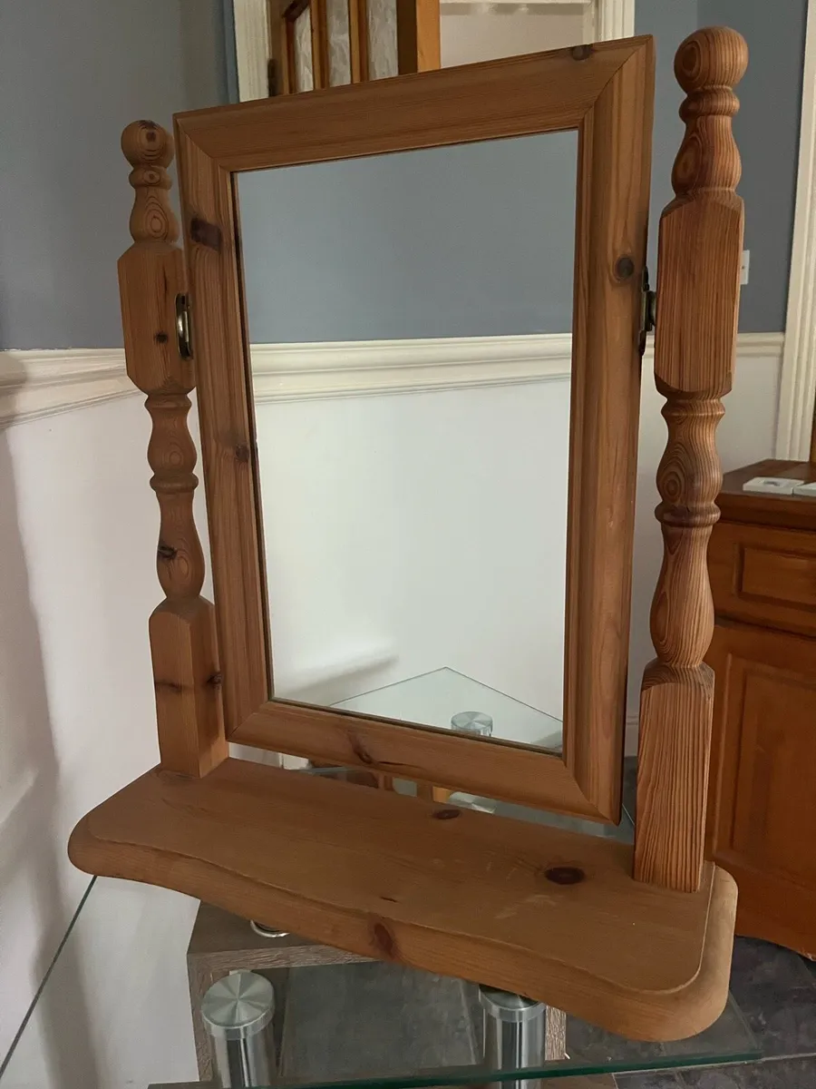 Mirror with Wooden Stand