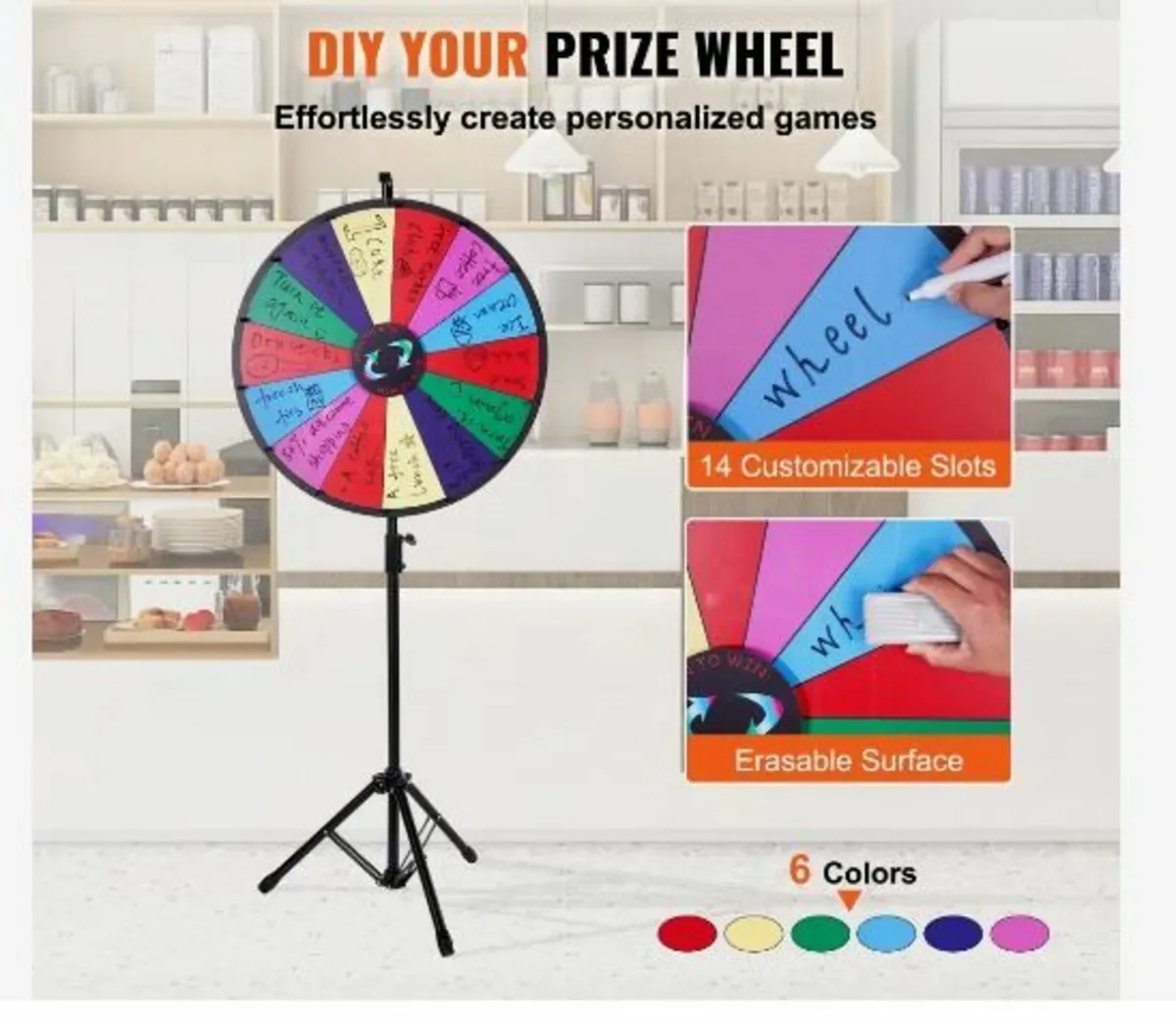 24” Color Prize Wheel Tripod Floor Stand Color - Image 2