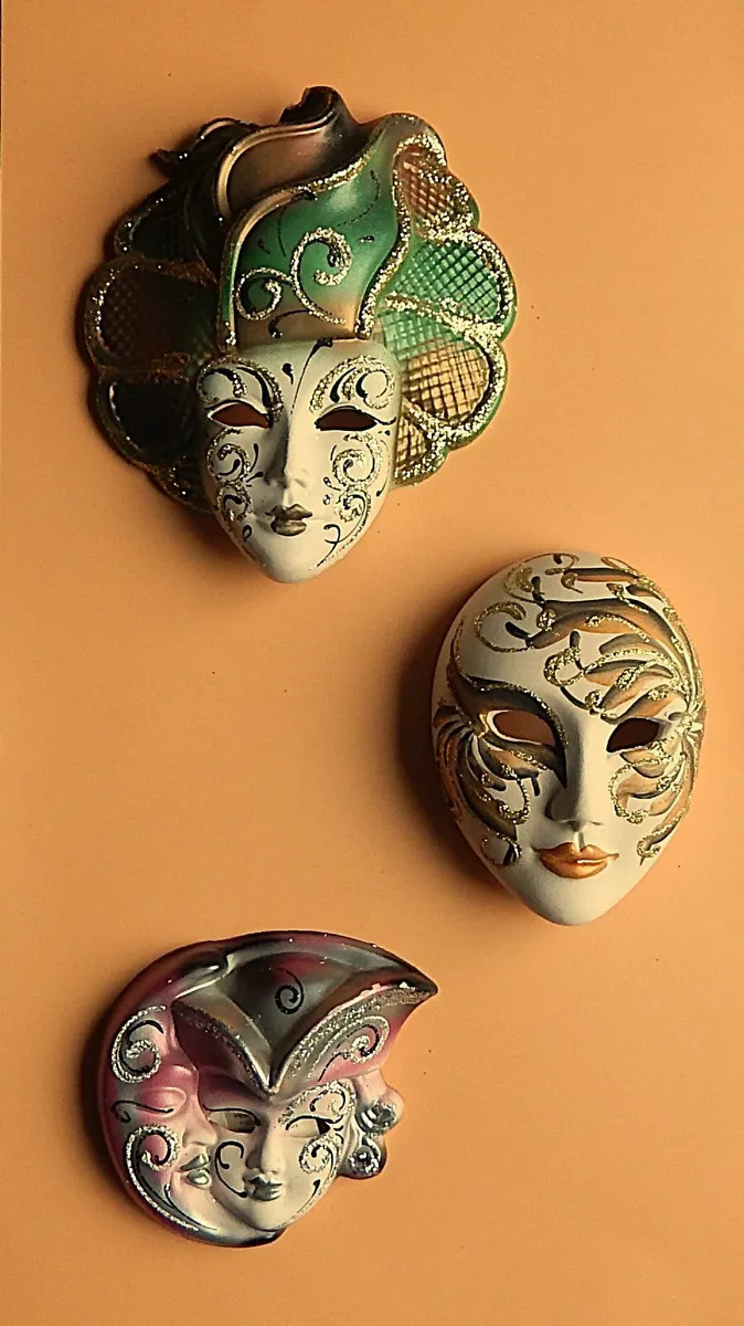 Selection of 3 Small Venetian Masks - Image 1