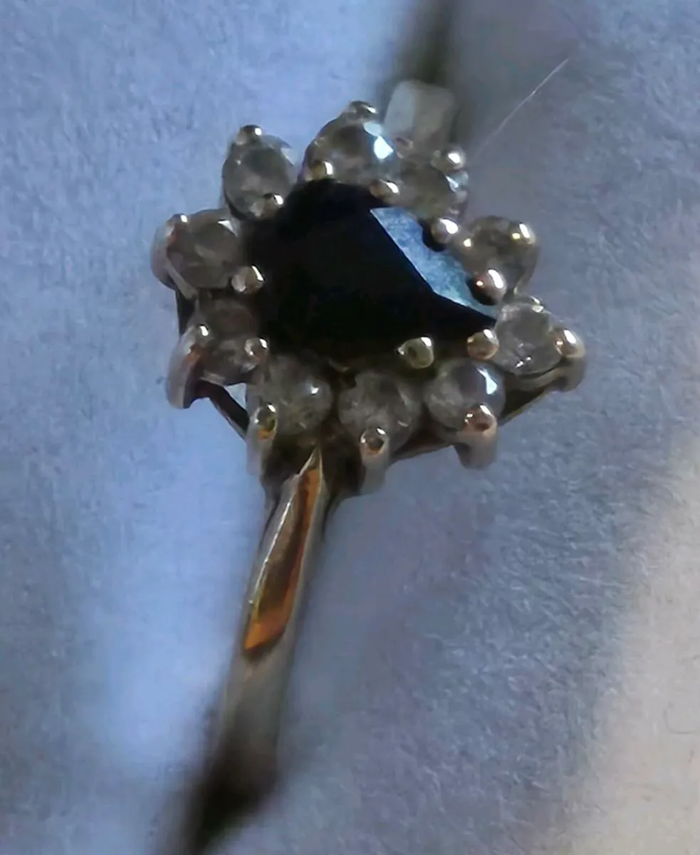 9ct Gold, Sapphire & CZ Ring (Size K) - Image 1