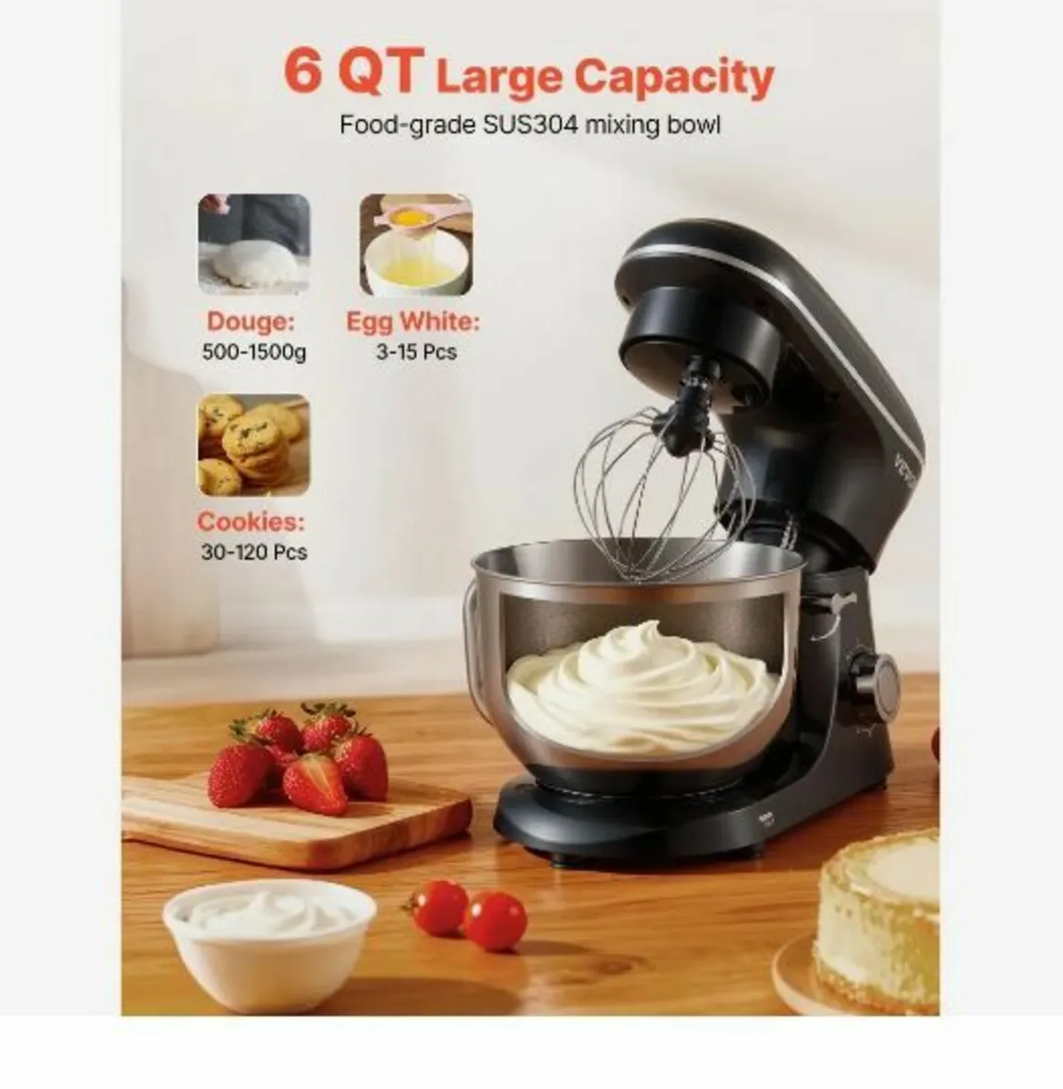 Stand Mixer, 6 QT Dough Mixer - Image 4