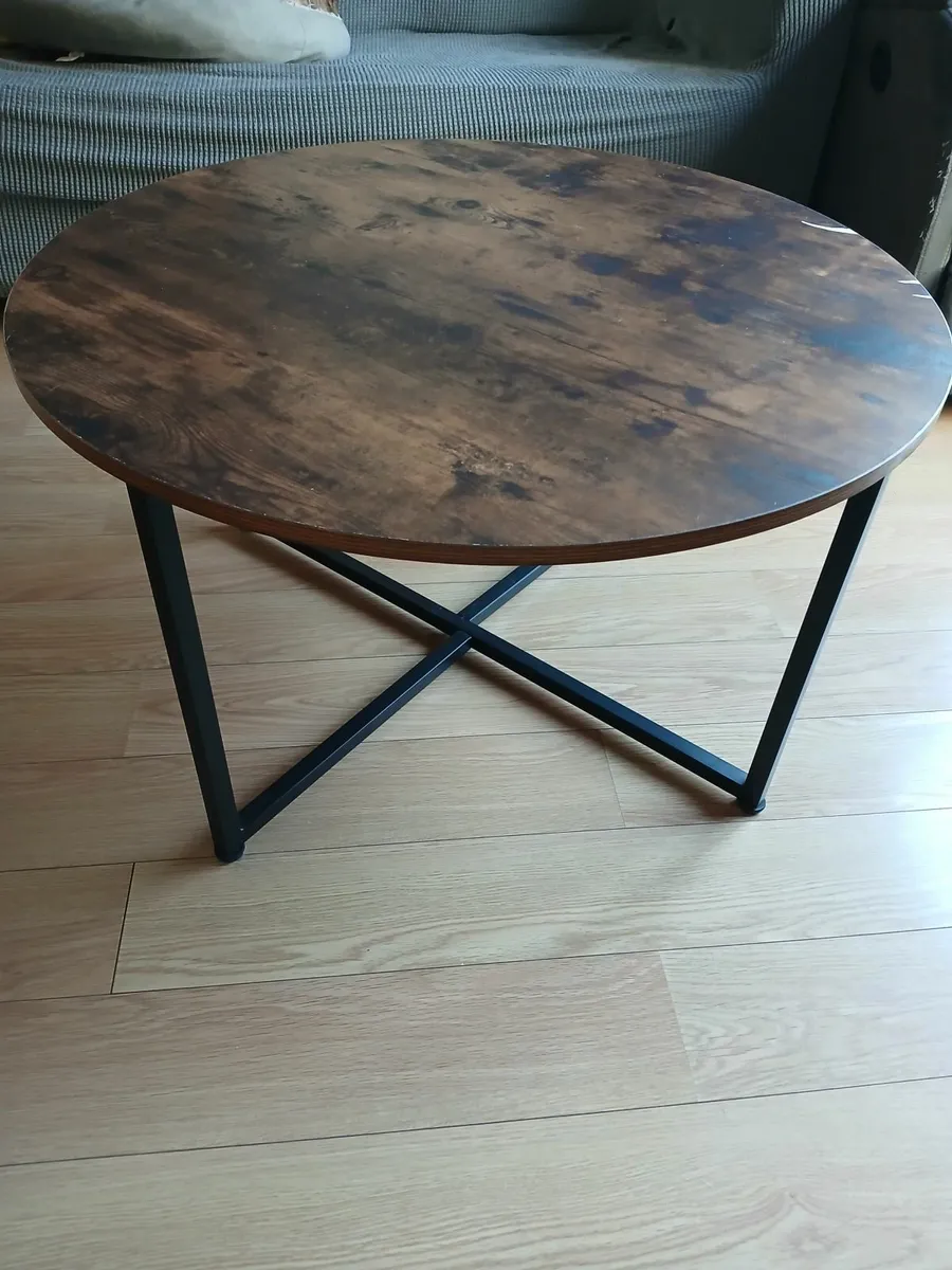 Coffee table round with wood effect - Image 1