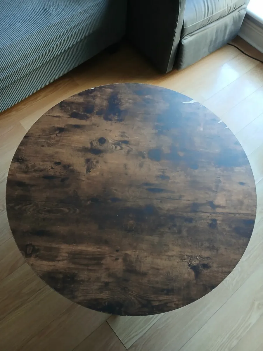 Coffee table round with wood effect - Image 2