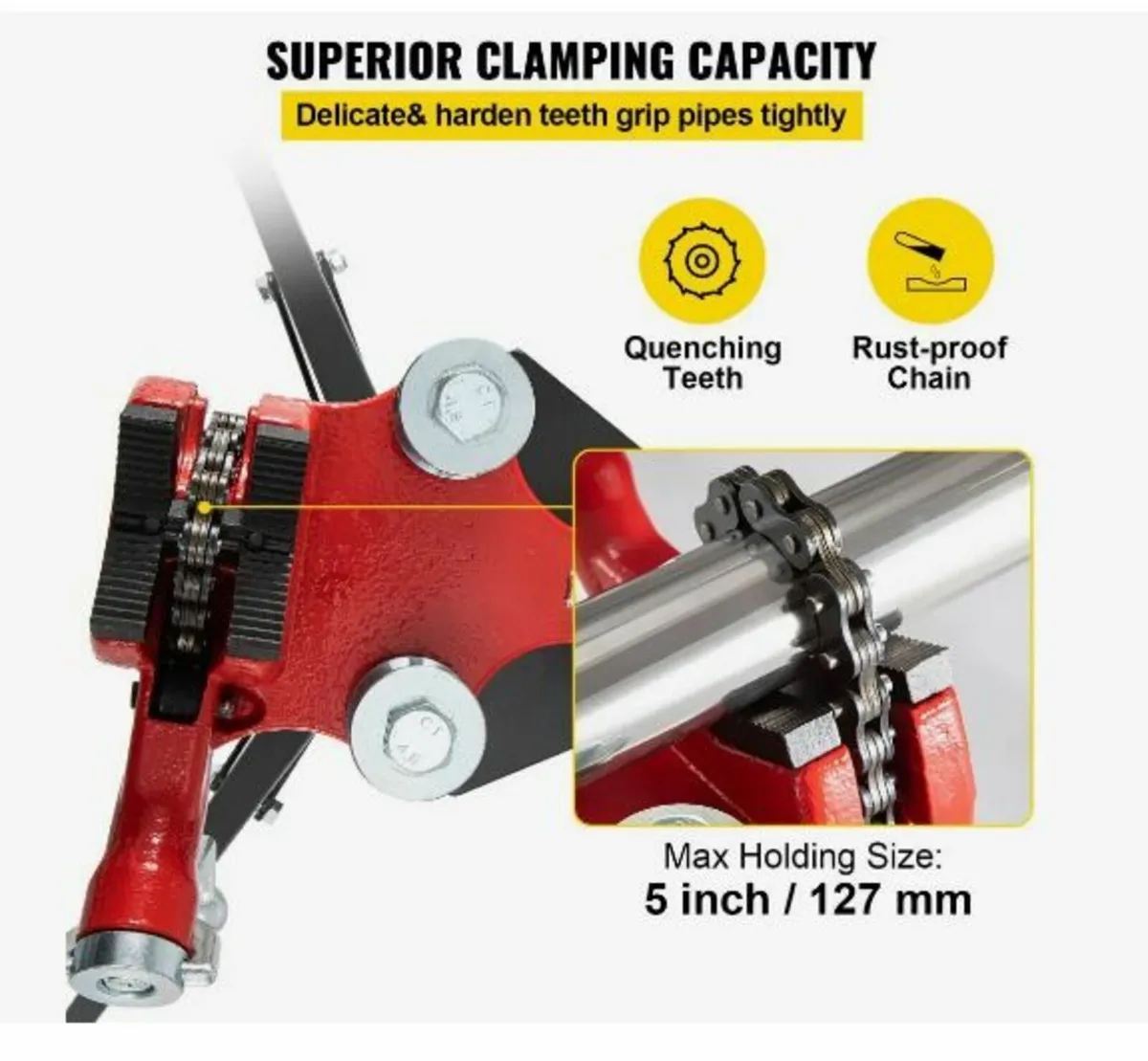 Tripod Pipe Chain Vise | 1/8"-5" Pipe Capacity - Image 4