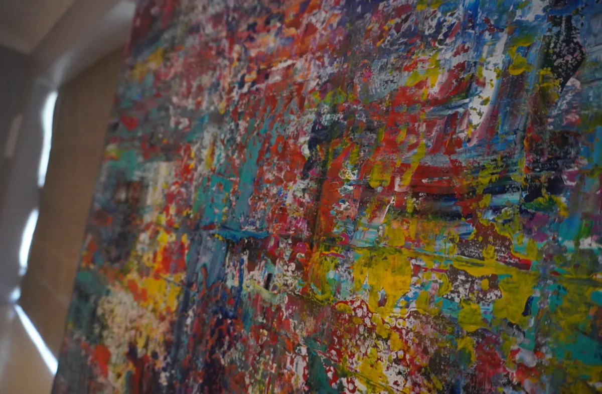 Original Abstract Canvas Painting-Autumn Rocky - Image 3