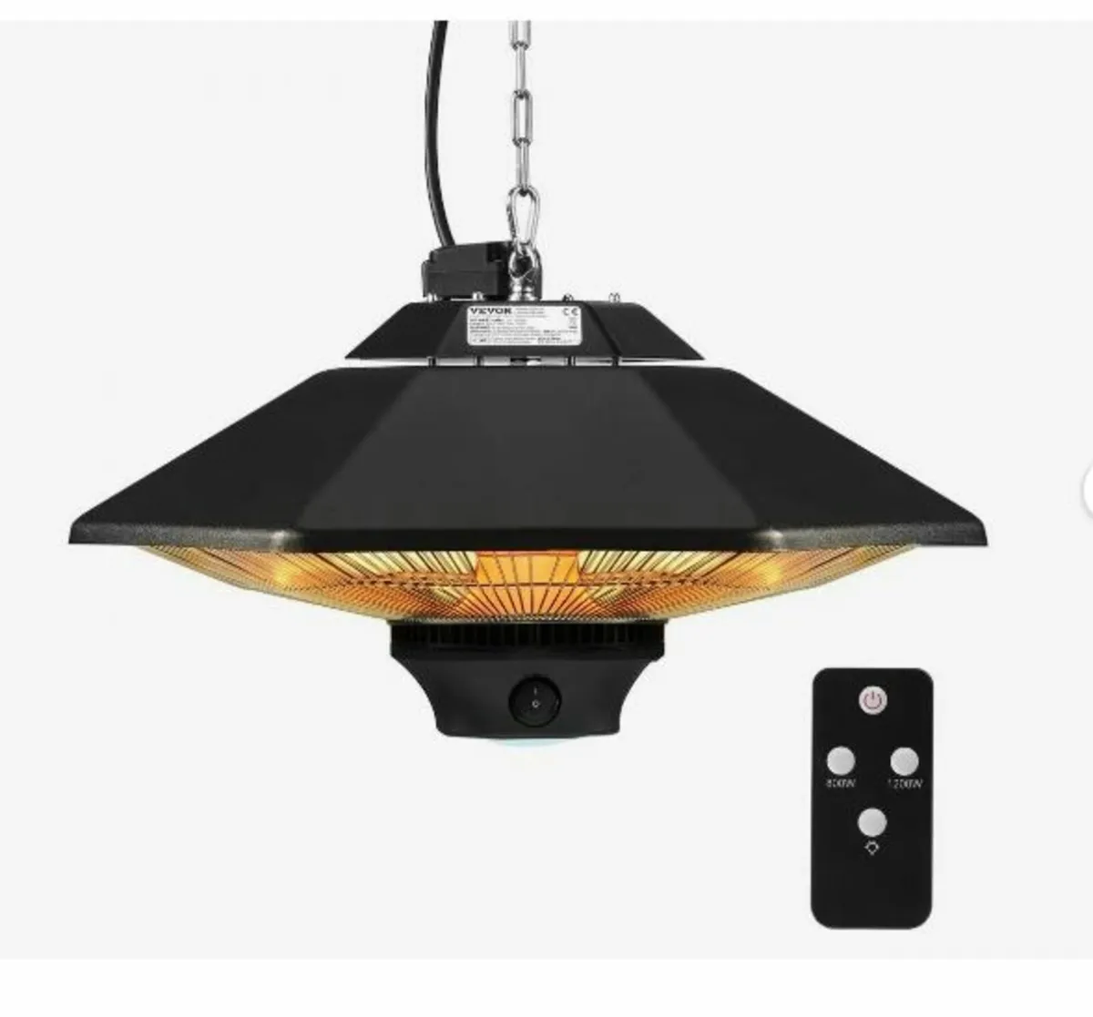 Hanging Patio Heater, 2000W Remote Control - Image 1