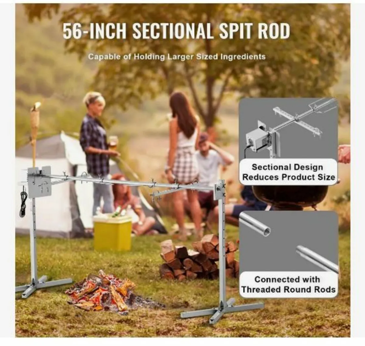 Electric BBQ Rotisserie Grill Kit, 56 Inch - Image 4