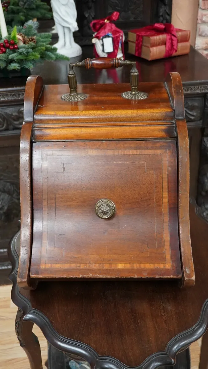 Edwardian Brass-Handled Coal Box - Image 3