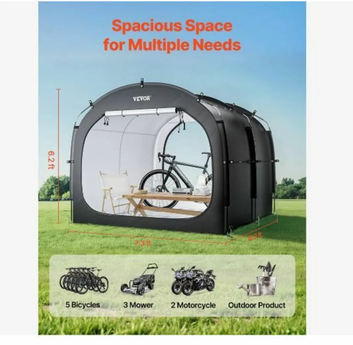 Bike Storage Tent, 5 Bikes, Outdoor - Image 2