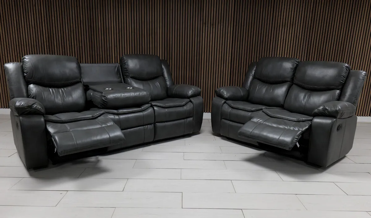 Valerie 3+2 Manual Leather Recliner Sofa Set - Image 4