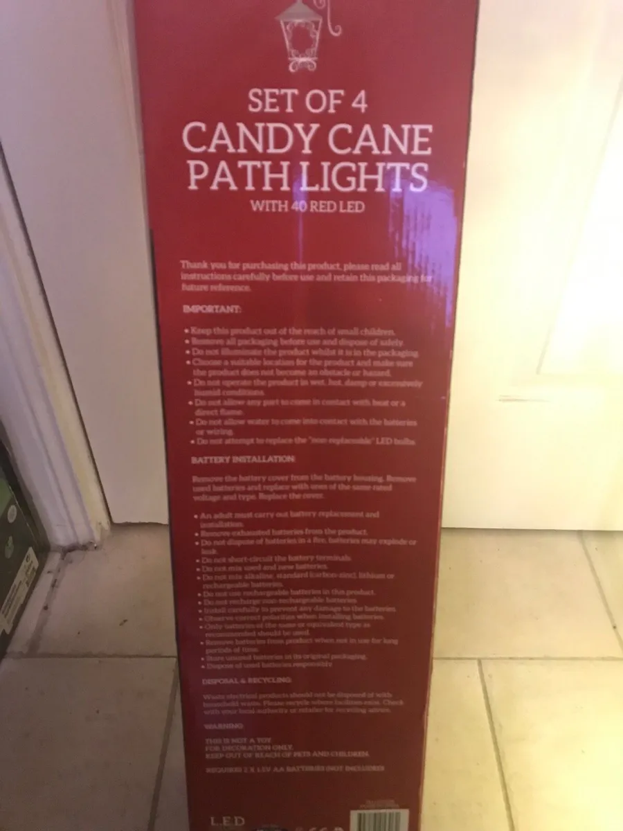 Set of 4 Red Candy Cane Footpath Christmas Lights - Image 2