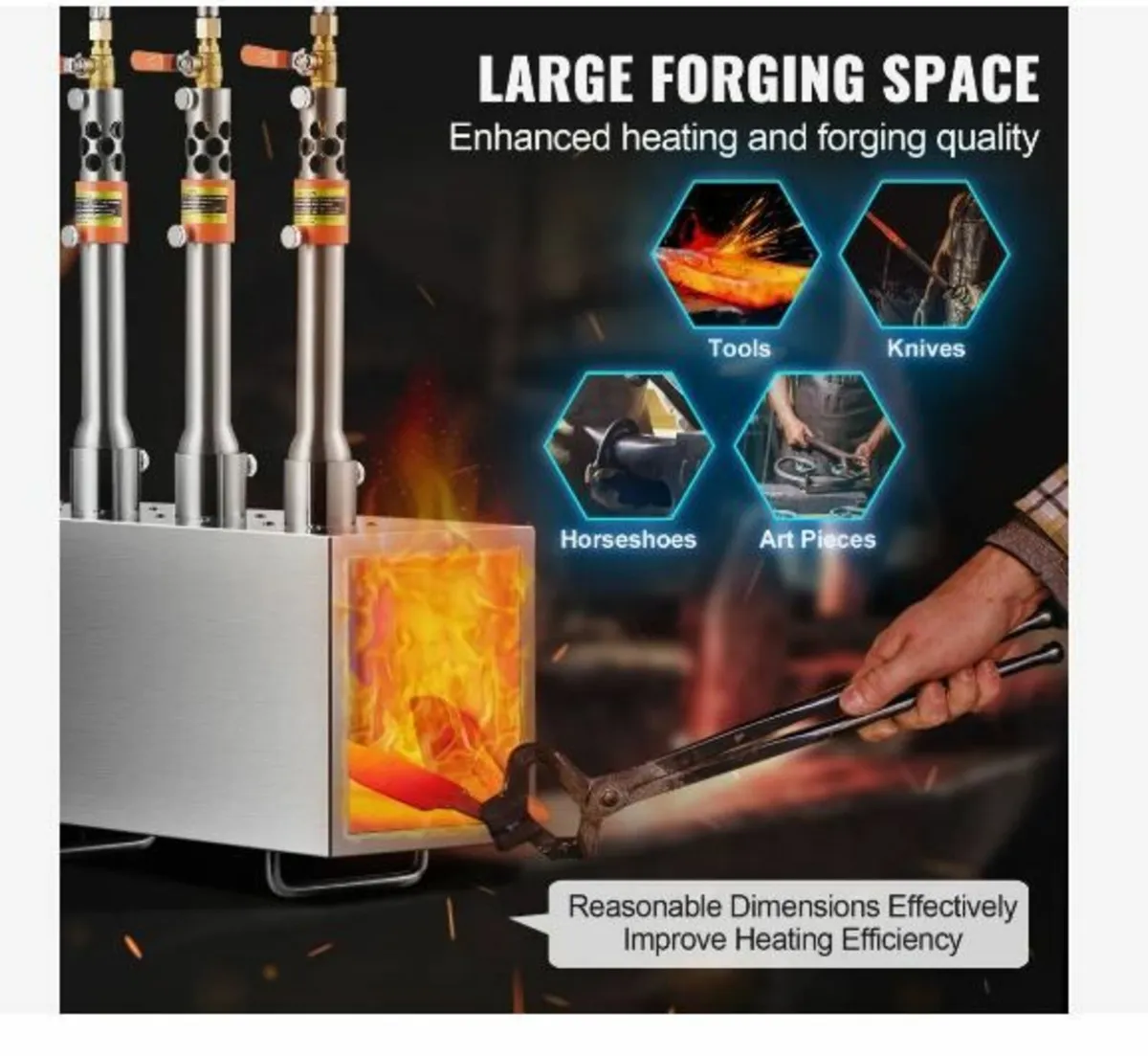 Portable Propane Forge, 3 Burner Farrier Forge - Image 3
