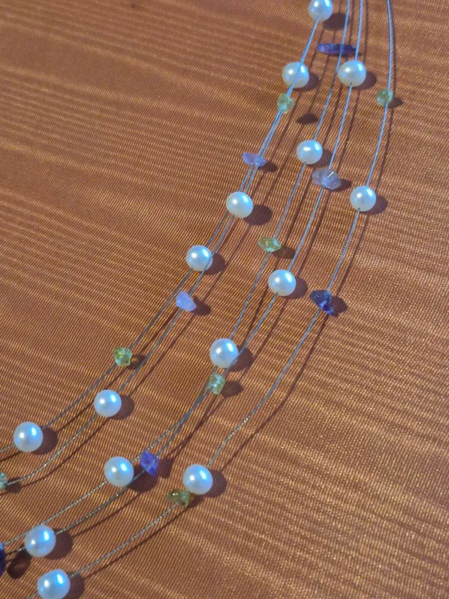 Pearl, Silver, Amethyst & Peridot Necklace - Image 3