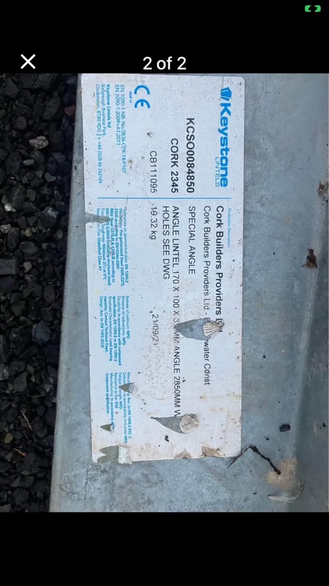 Stainless steel lintels.  2.85m - Image 2