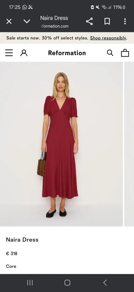 Reformation Naira Dress Size UK12 - Image 1