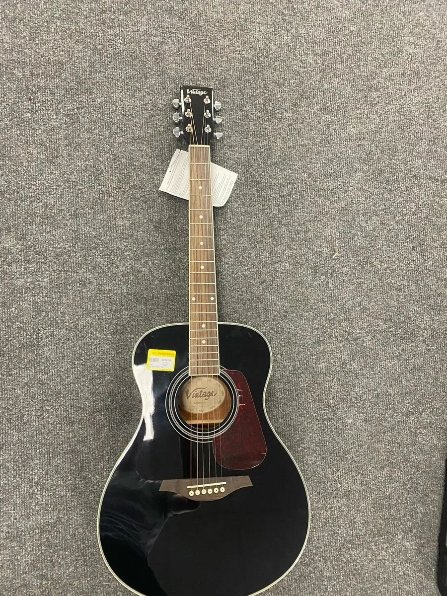 Vintage V300 Black Acoustic Guitar - Image 1