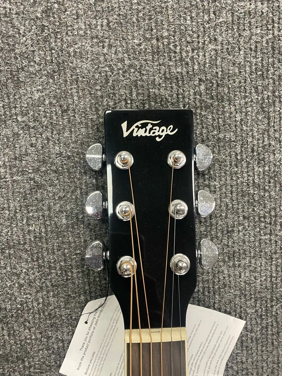 Vintage V300 Black Acoustic Guitar - Image 3