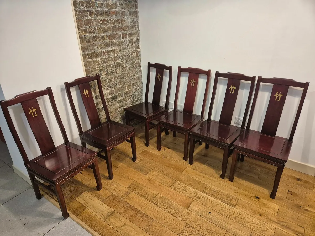 6 Solid Wood Dining Chairs - Image 3