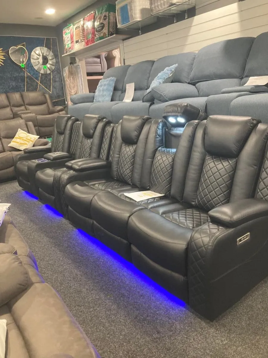 Ashbryn Grey Electric Leather Recliner Sofa Set - Image 4