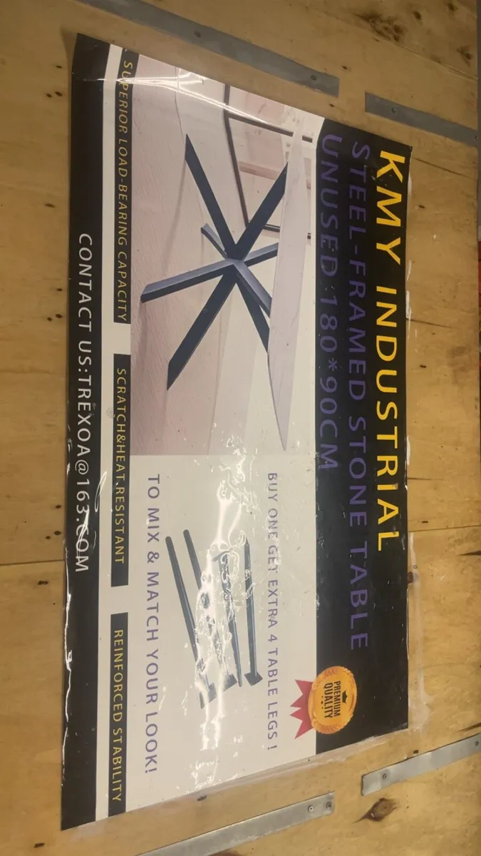 Brand new 6ft by 3ft marble table steel framed - Image 4