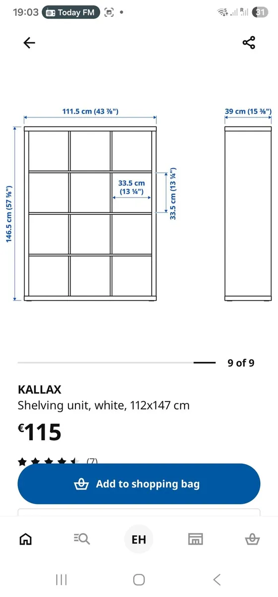 Ikea Kallax Ilshelving unit - Image 1