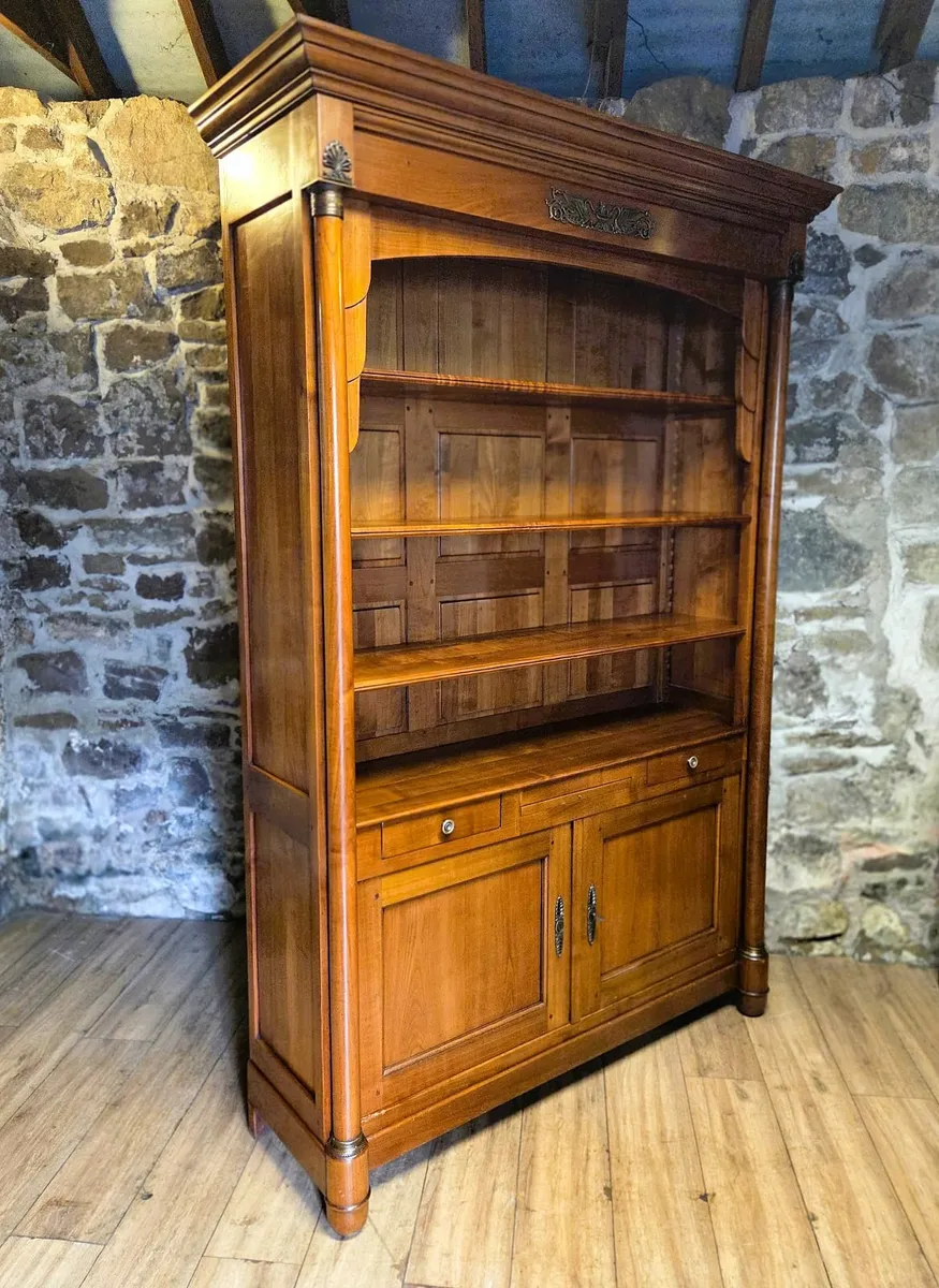 Large Vintage French Cherrywood Bookcase - Image 1
