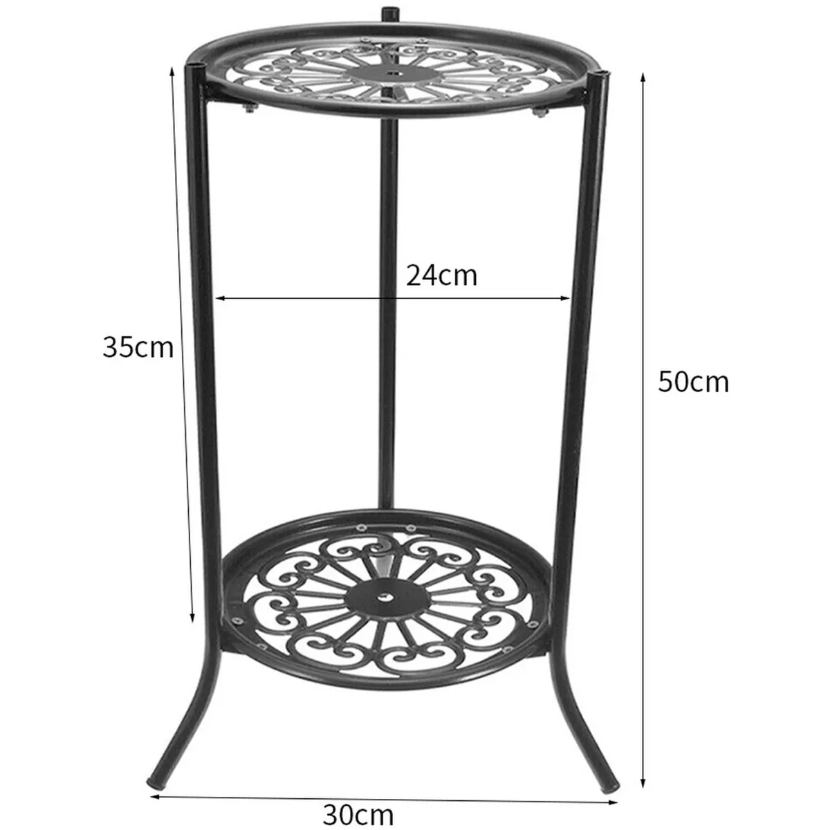 Vintage 2 Tier Metal Plant Display Stand - Black - Image 2